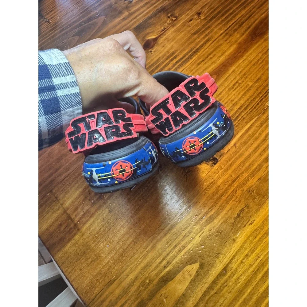 Crocs Kids Star Wars TIE Fighter Clogs Black Red Galactic Print Shoes